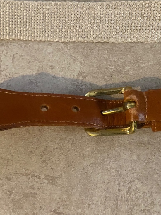 Vintage Coach 3810 Canvas Belt Leather trim Tan 34 85 cm nice